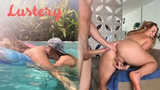 Buxom világos szőke amateur fenekét basszák úszás után